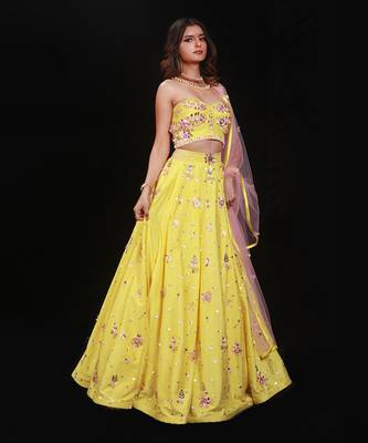 Yellow Floral Lehenga Set 2