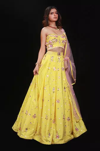 Yellow Floral Lehenga Set