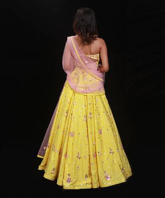 Yellow Floral Lehenga Set 3