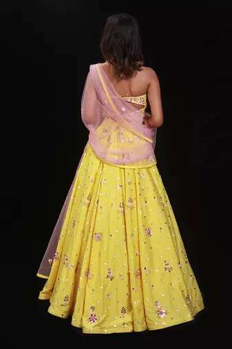Yellow Floral Lehenga Set