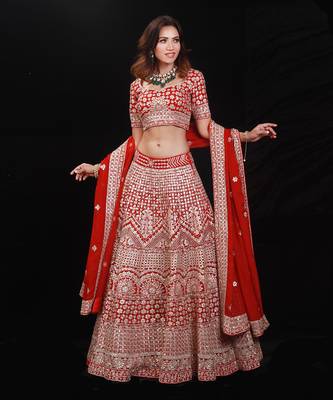 Red Gota Lehenga Set 1