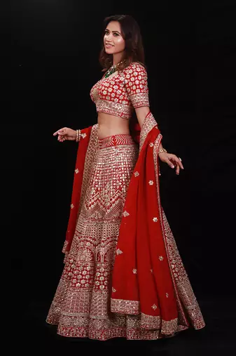 Red Gota Lehenga Set