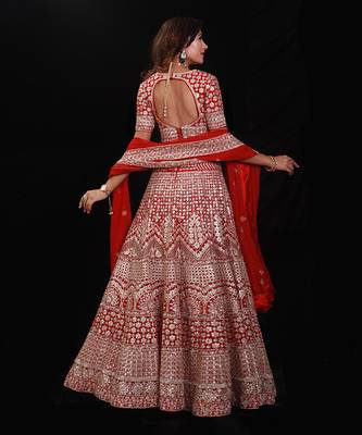 Red Gota Lehenga Set 3