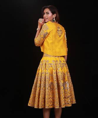 Mustard Short Lehenga Set 3