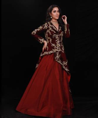 Maroon Jacket Lehenga Set 2