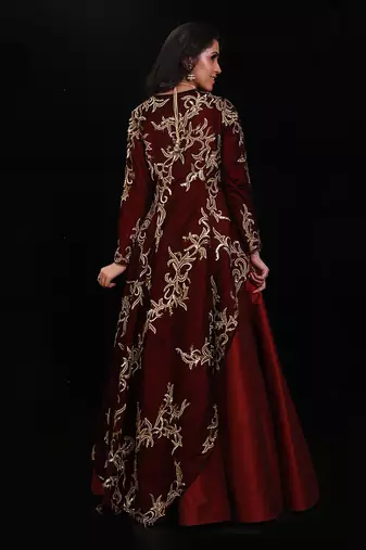 Maroon Jacket Lehenga Set