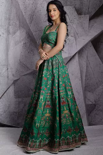 Green Paradise Lehenga Set