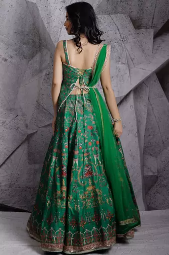 Green Paradise Lehenga Set