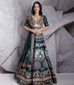 Green Floral Paradise Lehenga Set