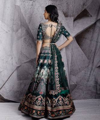 Green Floral Paradise Lehenga Set 3