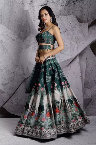Green Regal Paradise Lehenga Set