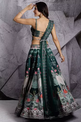 Green Regal Paradise Lehenga Set