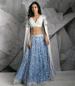 Blue Statement Fringe Lehenga Set