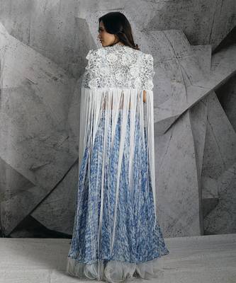 Blue Statement Fringe Lehenga Set 2