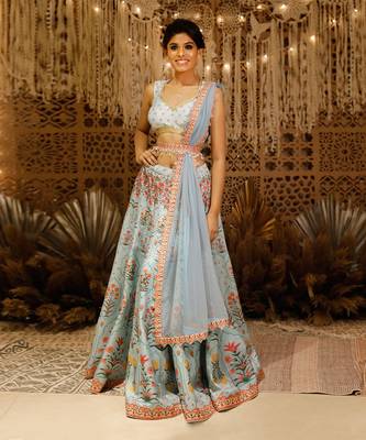 Light Blue Digital Lehenga Set 1