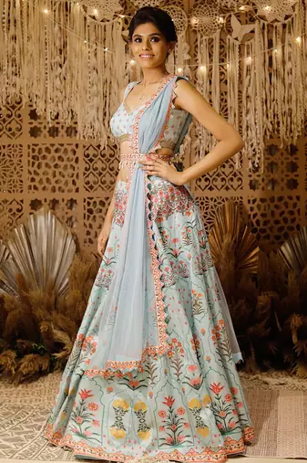 Light Blue Digital Lehenga Set