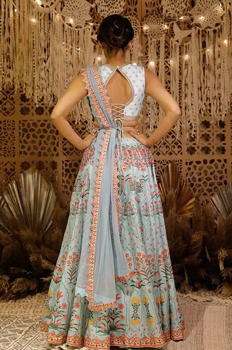 Light Blue Digital Lehenga Set