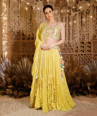 Yellow Frill Lehenga Set 1