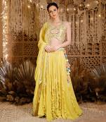 Yellow Frill Lehenga Set
