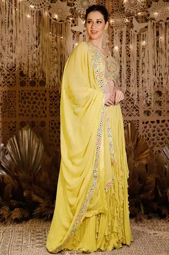 Yellow Frill Lehenga Set