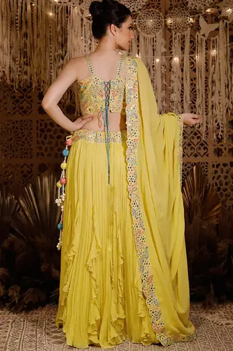 Yellow Frill Lehenga Set
