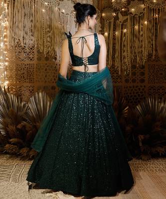 Green Shimmering Lehenga Set 4