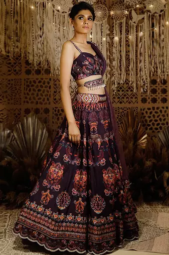 Purple Digital Lehenga Set Set