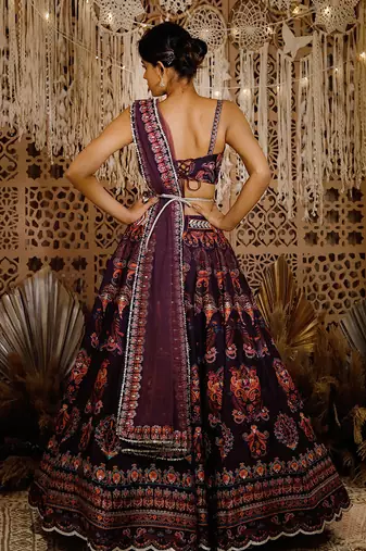 Purple Digital Lehenga Set Set
