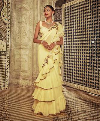 Yellow Ruffle Saree 2