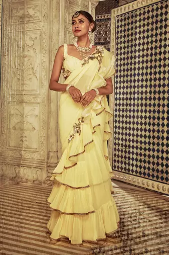 Yellow Ruffle Saree