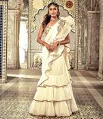 Ivory Ruffle Saree