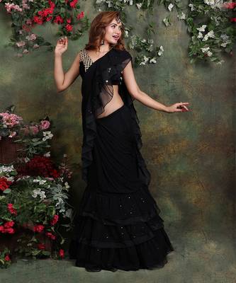Black Ruffle Saree 1