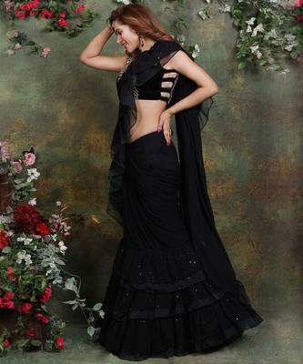 Black Ruffle Saree 2