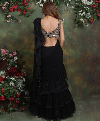 Black Ruffle Saree 3
