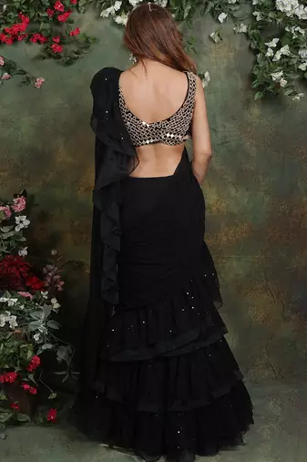 Black Ruffle Saree