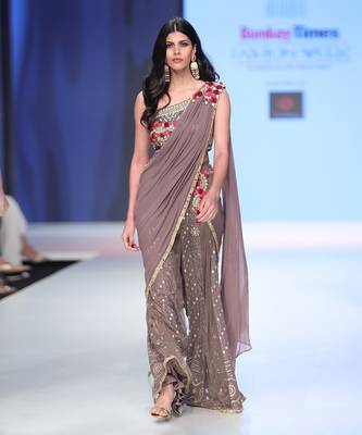 Grey Plazzo Saree 1