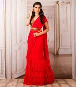 Red Ruffle Saree