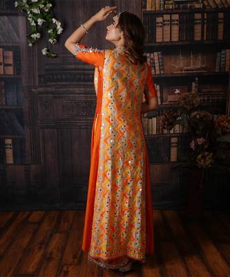 Orange Sunrise Jacket Saree 2