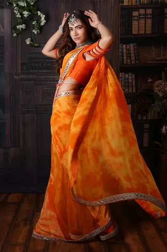 Orange Sunrise Jacket Saree