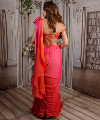 Two Tone Pink Dahlia Saree 3