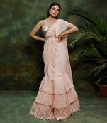 Pink Ruffle Saree