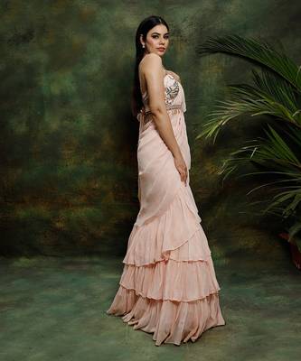 Pink Ruffle Saree 2