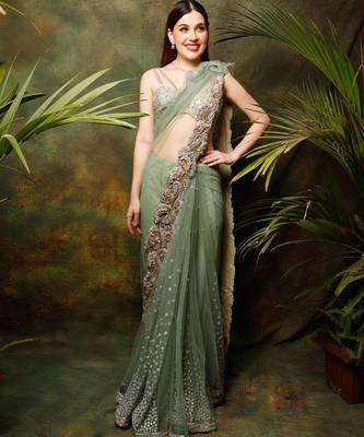 Pista Green Celadon Saree 2