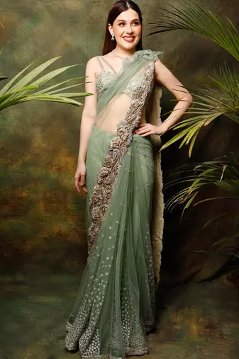 Pista Green Celadon Saree