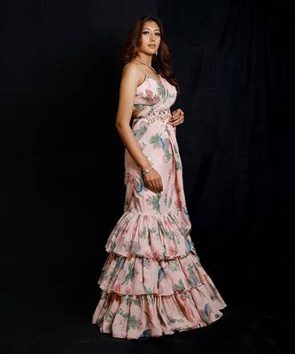 Pink Paradise Ruffle Saree 2