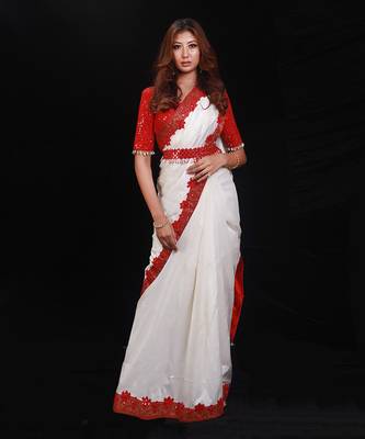 Red Shimmering Rouge Saree 4