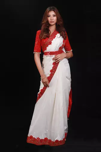 Red Shimmering Rouge Saree