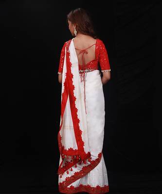 Red Shimmering Rouge Saree 5