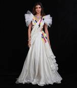 Ivory  Synchronized Scintillation Drape Saree