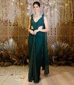 Green Shimmering Cross Saree